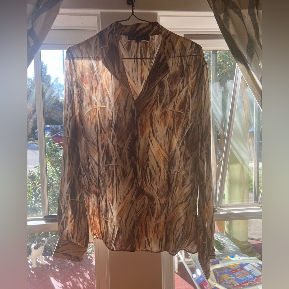 Lafayette 148 New York Feather Pattern Shirt